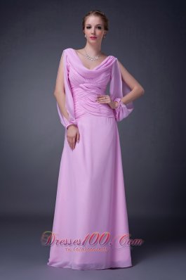 V-neck Chiffon Mother of the Bride Dress Baby Pink