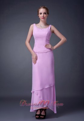 Baby Pink Scoop Mother Of The Bride Dress Ankle-length