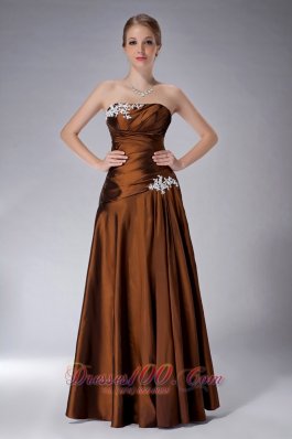 Ruched Strapless Mothers Dresses For Weddings Brown