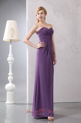 Elegant Purple Sweetheart Ruched Chiffon Prom Dress