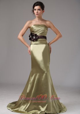 Prom Dress Mermaid Olive Green With Black Sash