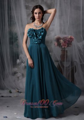 Bridesmaid Dress Floral Trimmed Decorated Front Chiffon