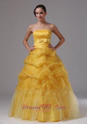 Gold and Sashes Military Ball Gowns Layered Ruffles