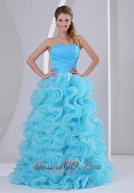 Beaded Decorate Up Bodice Ruffles Prom Dress