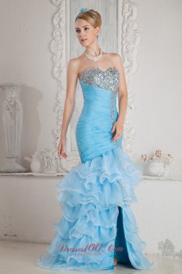 Mermaid High-low Split with Ruffles Prom Dress