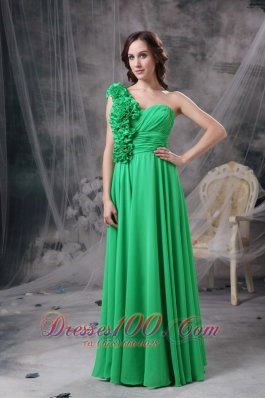 Floral Trimmed One Shoulder Ruched Waistband Pleating