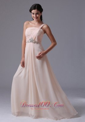 Empire One Shoulder Prom Dress With Ruch Beading