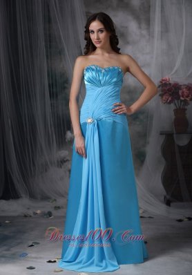 Exquisite Beaded Aqua Column Evening Dress