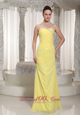 Comfortable Chiffon Prom Dress Yellow Beading