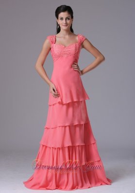 Watermelon Ruffled Layers Prom Dress Square