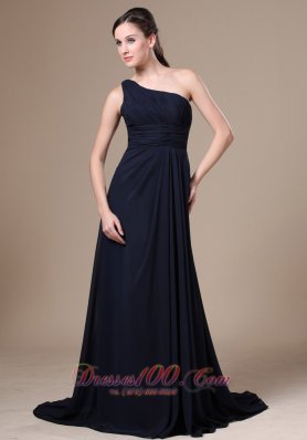 Nacy Blue Bridesmaid Dress for Wedding One Shoulder