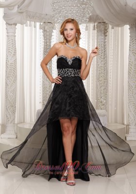 Little Black Dress For Prom Beaded High-low