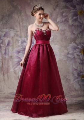 Burgundy Prom Dress Beading Plus Size Sash