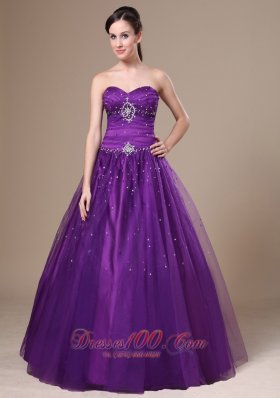 Purple A-Line Beading Prom Dress Sweetheart