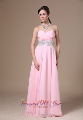 Beaded Chiffon Pink Empire Prom Graduation Dress 2013