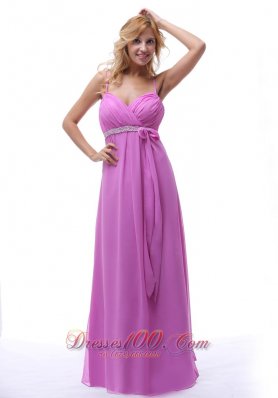 V-neck Chiffon Spagheti Straps Prom Dress