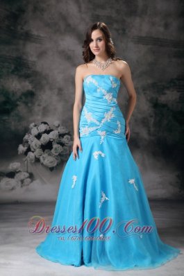 Aqua Blue Mermaid Graduation Dress 2013 2014 with Appliques