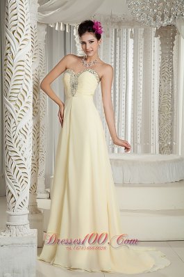 Beaded Sweetheart Prom Holiday Dress with Brush Yellow Style