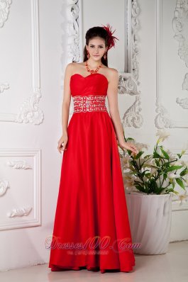Empire Red Prom Evening Dress Beaded Waist Designers