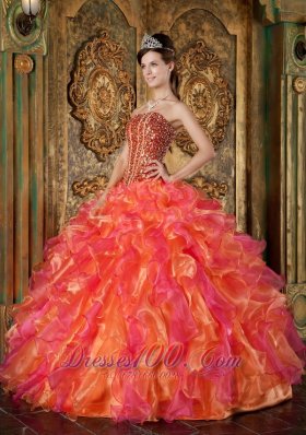 Strapless Multi-color Ball Gown Quinceanera Dress