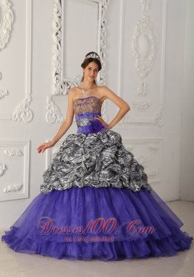 Purple and Zebra Print A-line Quinceanera Dress