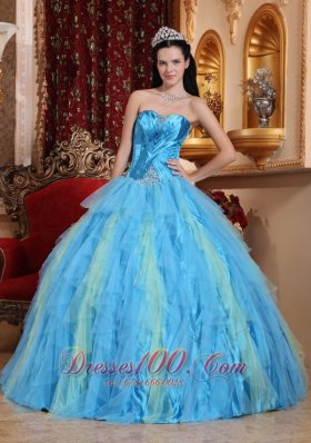 Aqua Blue Quinceanera Dress Sweetheart Ruffles