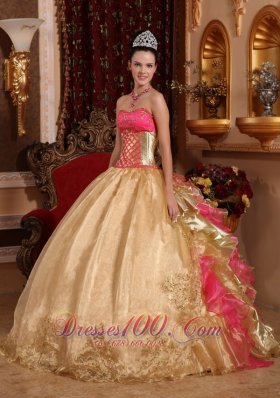 Hot Pink and Gold Retro Dresses Strapless