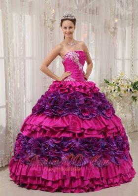 Fuchsia Quinceanera Dress Strapless Embroidery High Quality