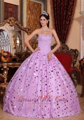 Lavender Sequince Sweetheart Quinceanera Dress