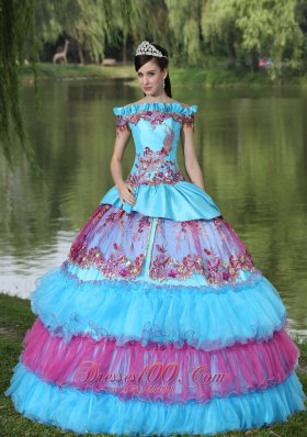 Unique Off the Shoulder Appliques Ball Gown Quinceanera Multi-color