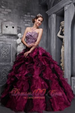Wine Red Quinceanera Dress Appliques Floral Floor-length