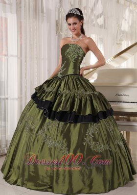 Olive Green Strapless Ball Gown Quinceanera Dress