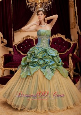 Olive Green Quinceanera Dress Pick-ups Tulle