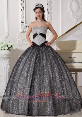 Black and Silver Special Fabric Quince Dress Winter