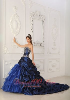 Royal Blue Quinceanera Dress Chapel Appliques