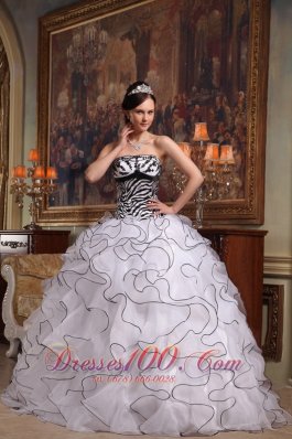 White and Zebra Quinceanera Dress Turn Heads Sweet 15 Dress