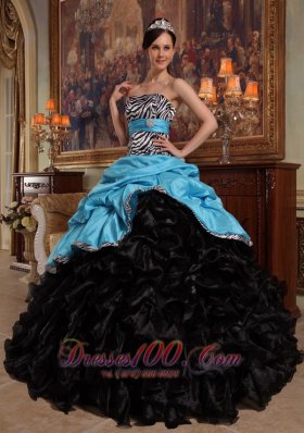 Colorful Quinceanera Dress Pick-ups Zebra Sashed