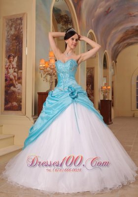 Aqua and White Sweet 16 Dress A-line for 2013