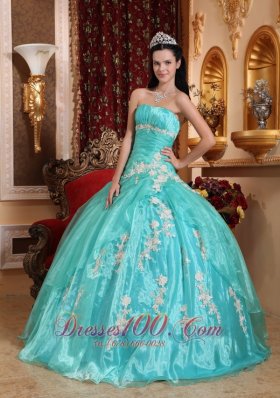 Green Quinceanera Dress Strapless Ball Gown Embroidery