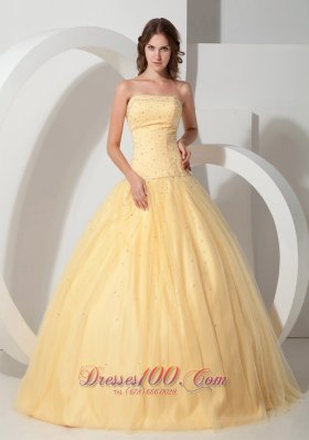 2013 Light Yellow Ball Gown Quinceanera Strapless Floor-length