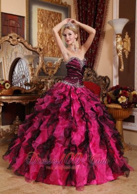 Multi-color Sweetheart Quinceanera Dress Beading with Ruffles