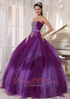 Elegant 2013 Purple Quinceanera Dress Tulle Beading