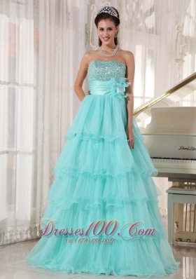 Apple Green Beading A-line Green Quinceanera Gowns Organza