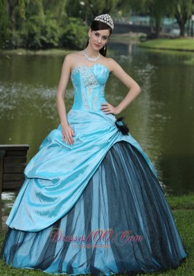 Beaded Aqua Blue Taffeta 2013 Quinceanera Dress On Sale