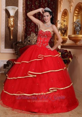 Satin and Tulle Beading Ball Gown Quinceanera Dress