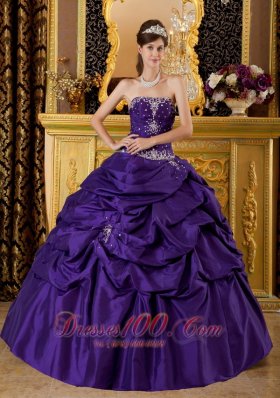 Purple Ball Gown Dresses Of 15 Taffeta Appliques