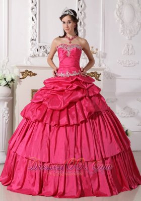 Detachable Hot Pink Quinces Dress Beading Pick-ups