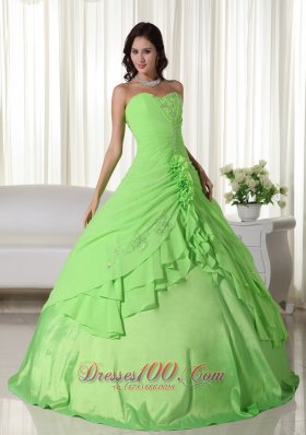 Spring Green Chiffon Beading Quinceanera Dress Plus Size