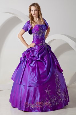 Sweet 16 Dress With Jacket Purple Taffeta Embroidery