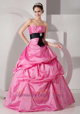 Pick-ups Rose Pink Ball Gown Quinceanea Dress Taffeta